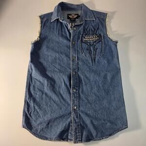 Harley Davidson Sleeveless Denim Vest American Legend Size Small